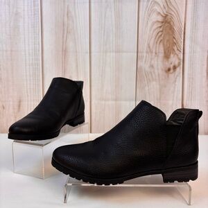 Dr. Scholl's Real Cute Slip On Booties Textured Chunky Ankle Boots Black Size 7